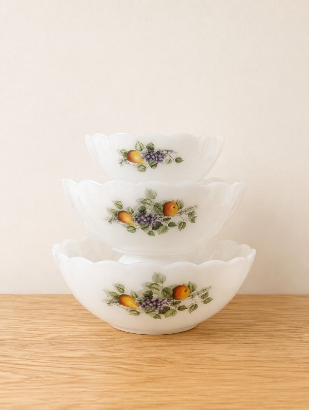 Vintage Arcopal France Mixing Bowls – Fruit Motif – Set of 3